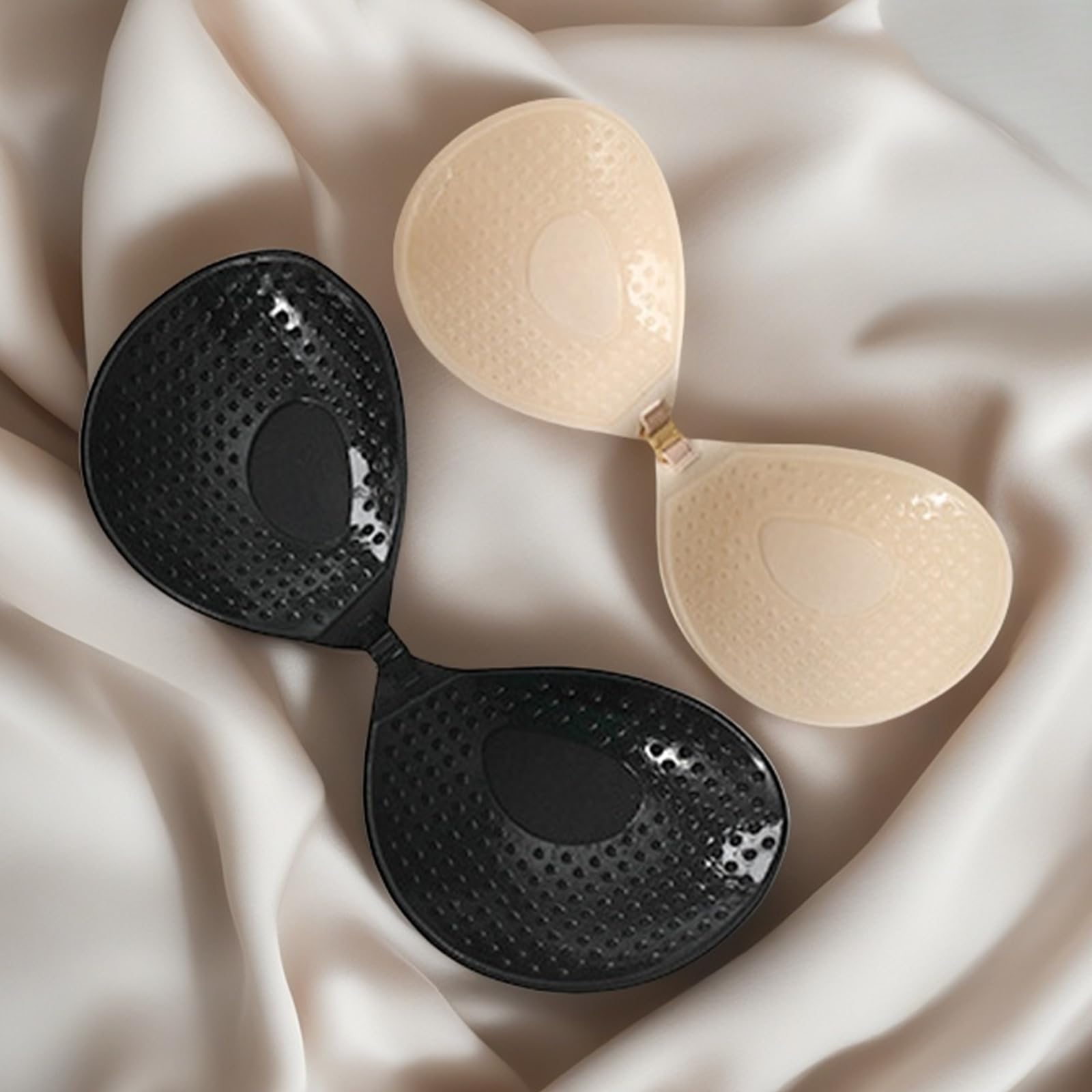SSKHE 2 Pièces Soutien Gorge Adhesif avec 4 Coussins de Mamelon,Dos Nu,Soutien Gorge Invisible sans Bretelle Réutilisable pour Les Robes de Soirée Robes de Mariée