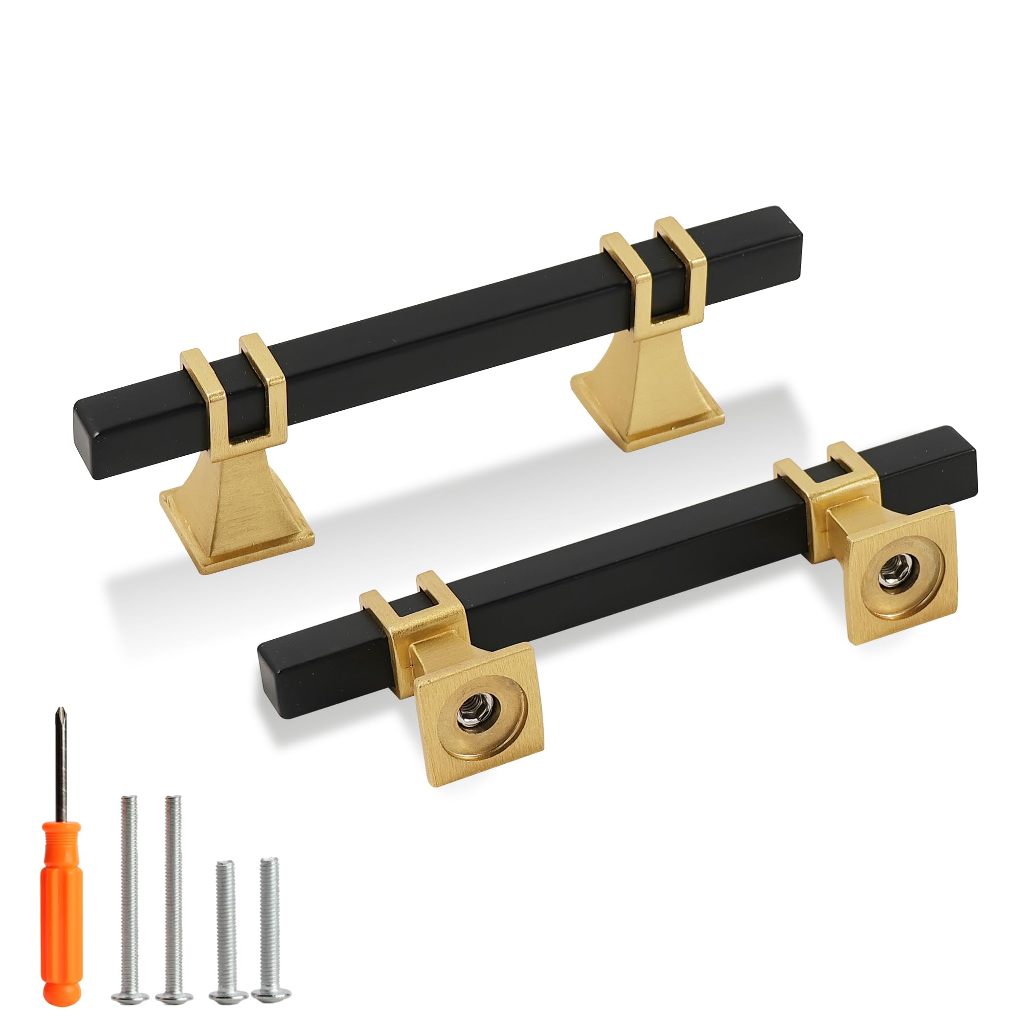 Redunest Matte Black and Gold Cabinet Handles