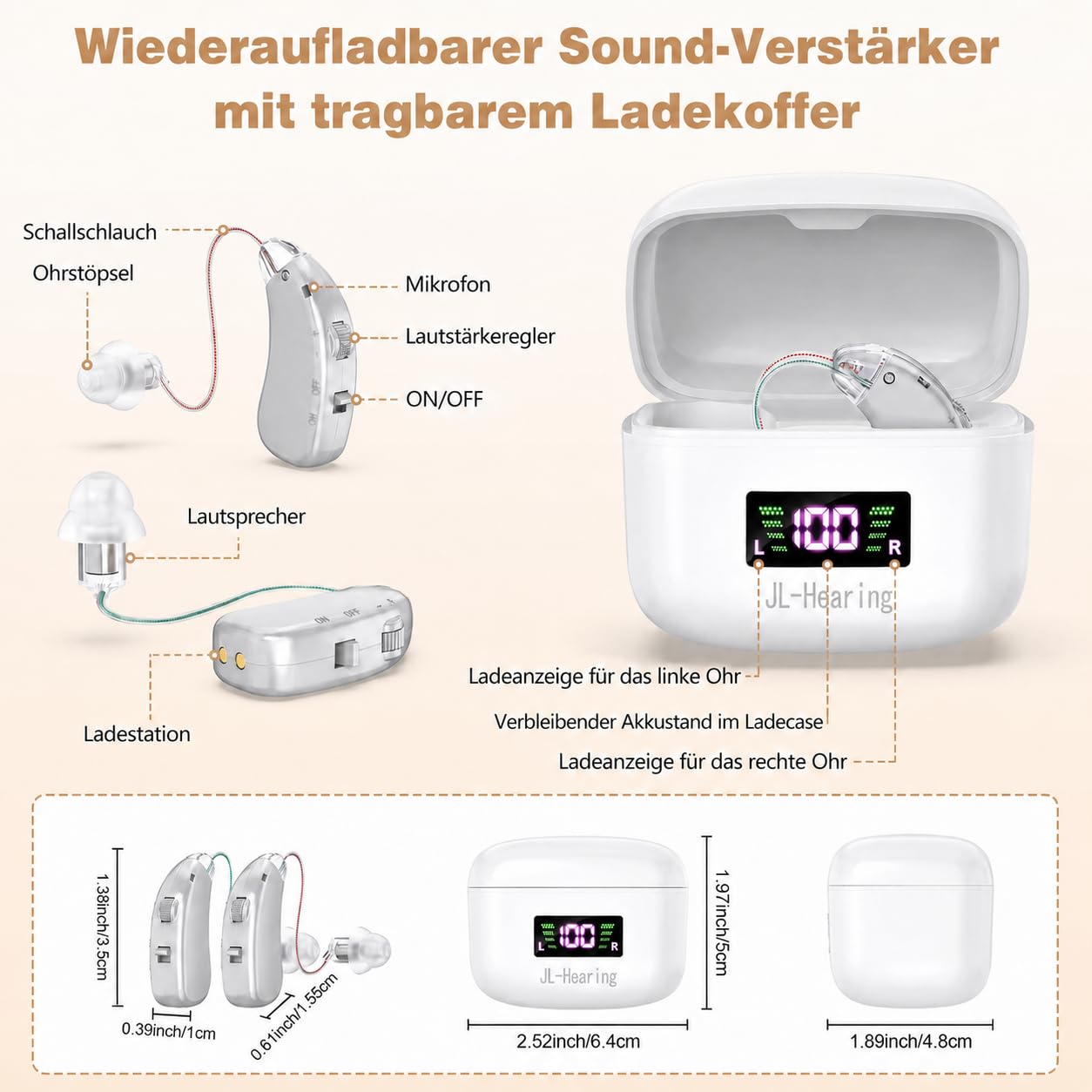 Wiederaufladbares Gerät, Silberfarben,Wird mit Einem Digitalen LED-Ladeetui Geliefert, Verfügt über Geräuschunterdrückung