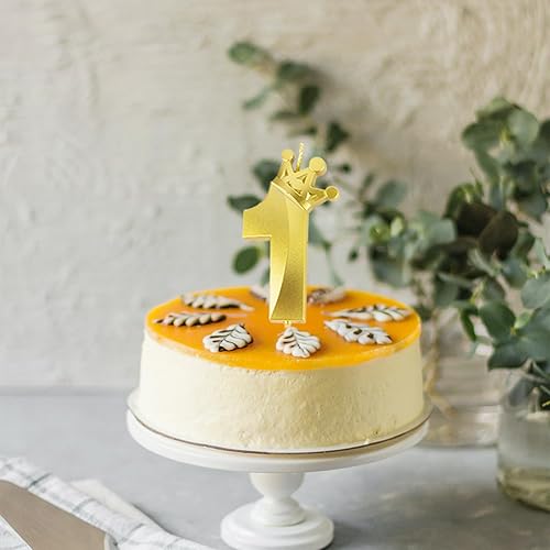 Miniatura 6 de Corona Número 1 Vela de cumpleaños de 3.1 pulgadas para pastel, cumpleaños, aniversario, niños y adultos