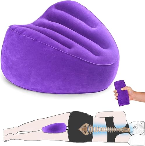 Almohada de rodilla para dormir de lado, almohada de pierna para dormir de lado, tela suave de terciopelo, almohada de viaje inflable para soporte