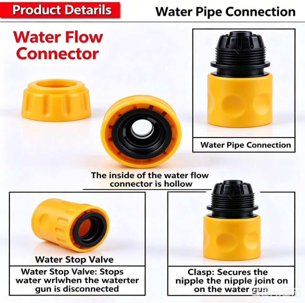 Pet Bath Sprayer Set, 8 Spray Modes Foam Water Wand, Yellow ABS with 4 Adapters for Dog Washing image 5