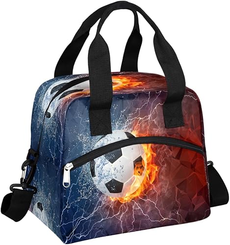Fiambrera de fútbol con aislamiento térmico para mujeres, hombres, niñas, niños, bolsa deportiva de fútbol con correa ajustable para el hombro, para