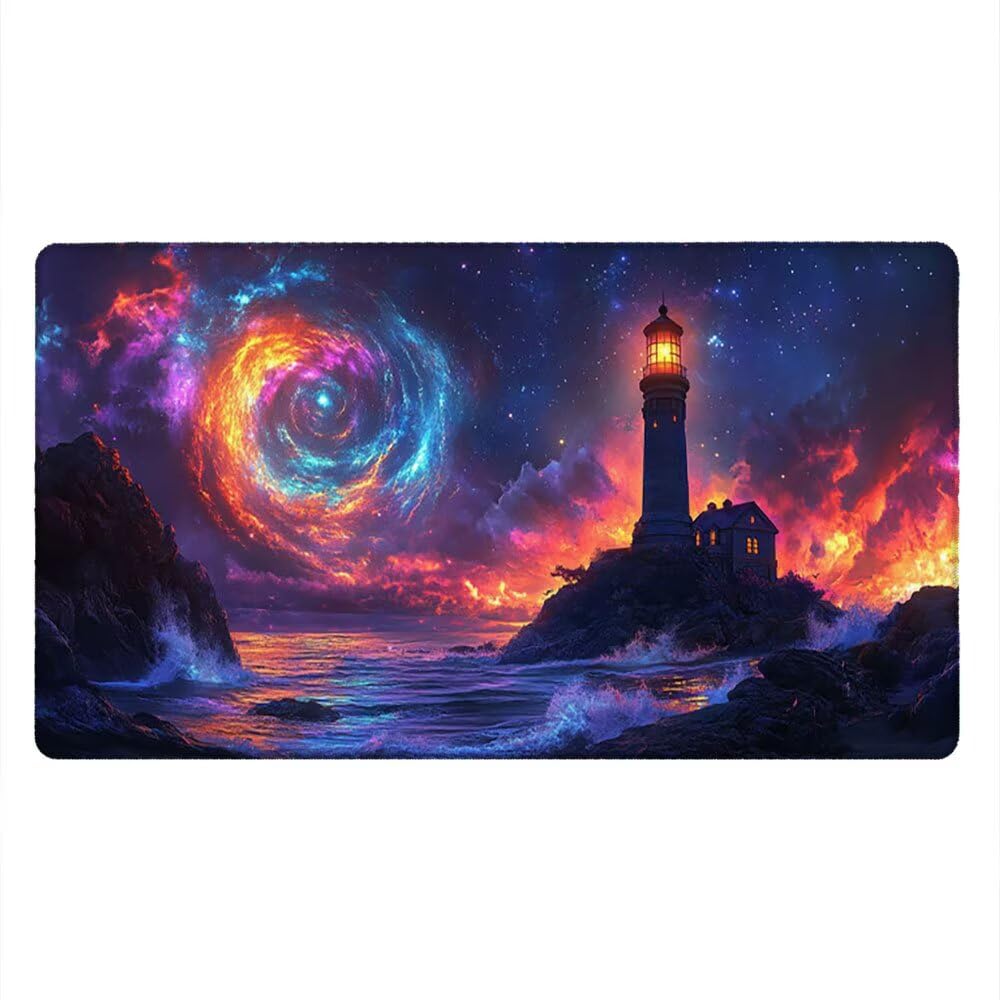 Alfombrilla Ratón XXL Alfombrilla Escritorio 1800x900mm Mouse Pad Mejora la Precisión y la Velocidad con Base de Goma Antideslizante y Bordes Cosidos Duradera Cómoda, Juegos (Faro Remolino) xR8-872