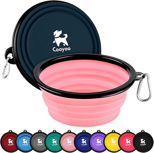 Miniatura 8 de COOYOO Tazón plegable para perros, paquete de 2 cuencos de agua plegables para perros, gatos y perros, plato de riego portátil para alimentación de