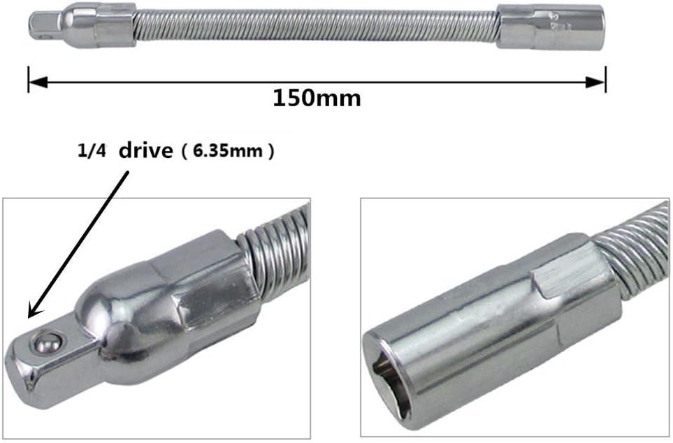 Flexible Extension Bars 1/4" Drive 6.3mm Socket Tool Ratchet Flexible Bar