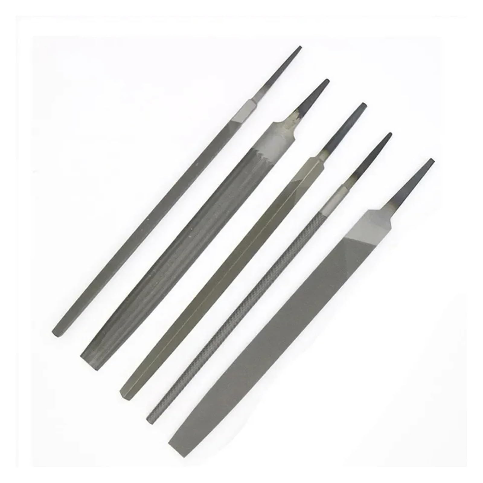 5Pcs 6 Inch Industrial Steel Files Set Flat/Round/Half Round/Triangle/Square for Metalworking Woodworking Steel Rasp File Flat