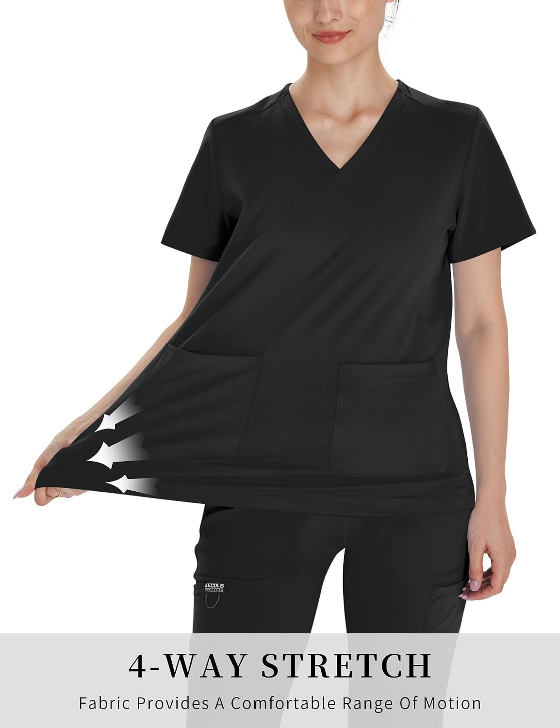 Scrub Tops for Women V-Neck Classic Fit with Two Pockets for Medical Uniforms Four-Way Stretch, Anti-Wrinkle