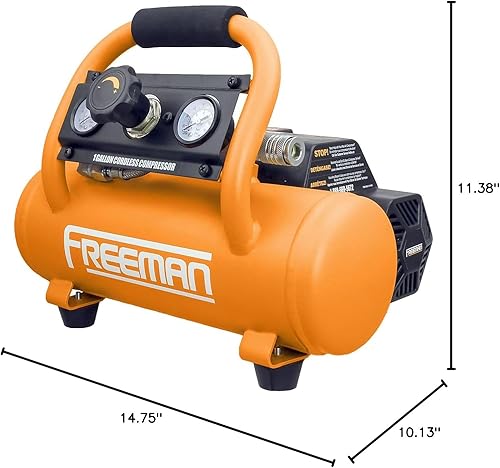 Miniatura 15 de Freeman Compresor de aire inalámbrico combinado de 1 galón y 20 voltios, con clavadora y grapadora de acabado neumático 3 en 1, batería de iones de