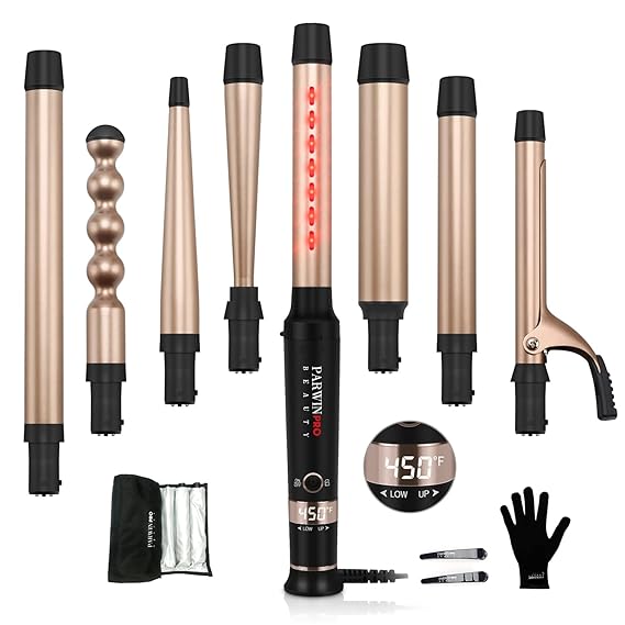 Infrared 8 in 1 Curling Iron Set with 8 Ceramic Barrels
