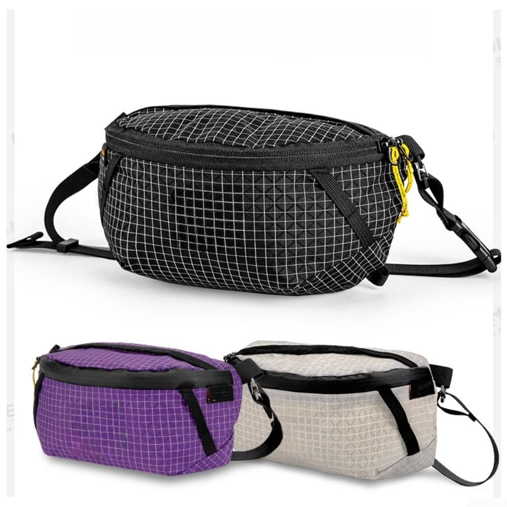 GLFLOW Lightweight Waterproof Sport Waist Bag,For Dyneema Material Camping,Multi-Compartment Hiking Pack, Grey,23X11x7cm(Purplish purple)