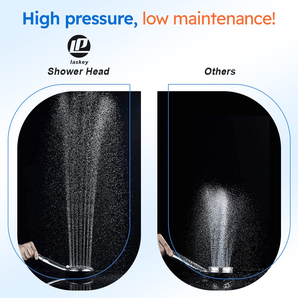 LP LASKEY-Handheld Shower Head High Pressure Adjustable 9-Setting Spa Shower  Head Extra Long 6 ft. Stainless Steel Hose - Amazon.com