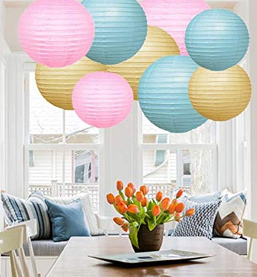A Liittle Tree 12 PCs Mixed New Round Paper Lanterns Wedding Birthday Party Decor (Spring Shade 12)