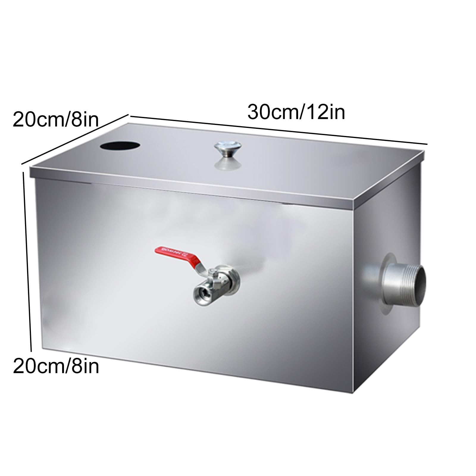 Genérico Trampa de Grasa de Acero Inoxidable para cocinas comerciales, Separador de Aceite y Agua bajo Fregadero, 30 x 20 x 20 cm, Ideal para restaurantes y Servicios de alimentación.