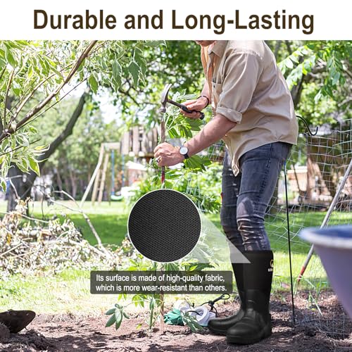 Kalkal Rubber Boots for Men, Waterproof Rain Boots Men with 6mm Neoprene, Insulated Durable Hunting Boots for Fishing, Farming, Gardening and Working2