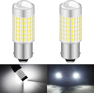 KaTur 1156 P21W 7506 BA15S LED Bulb High Power 3014 Chips Extremely Bright 3000 Lumens 6500K Xenon White Replace for Back up Reverse Brake Tail Turn Signal Lights,(Pack of 2)