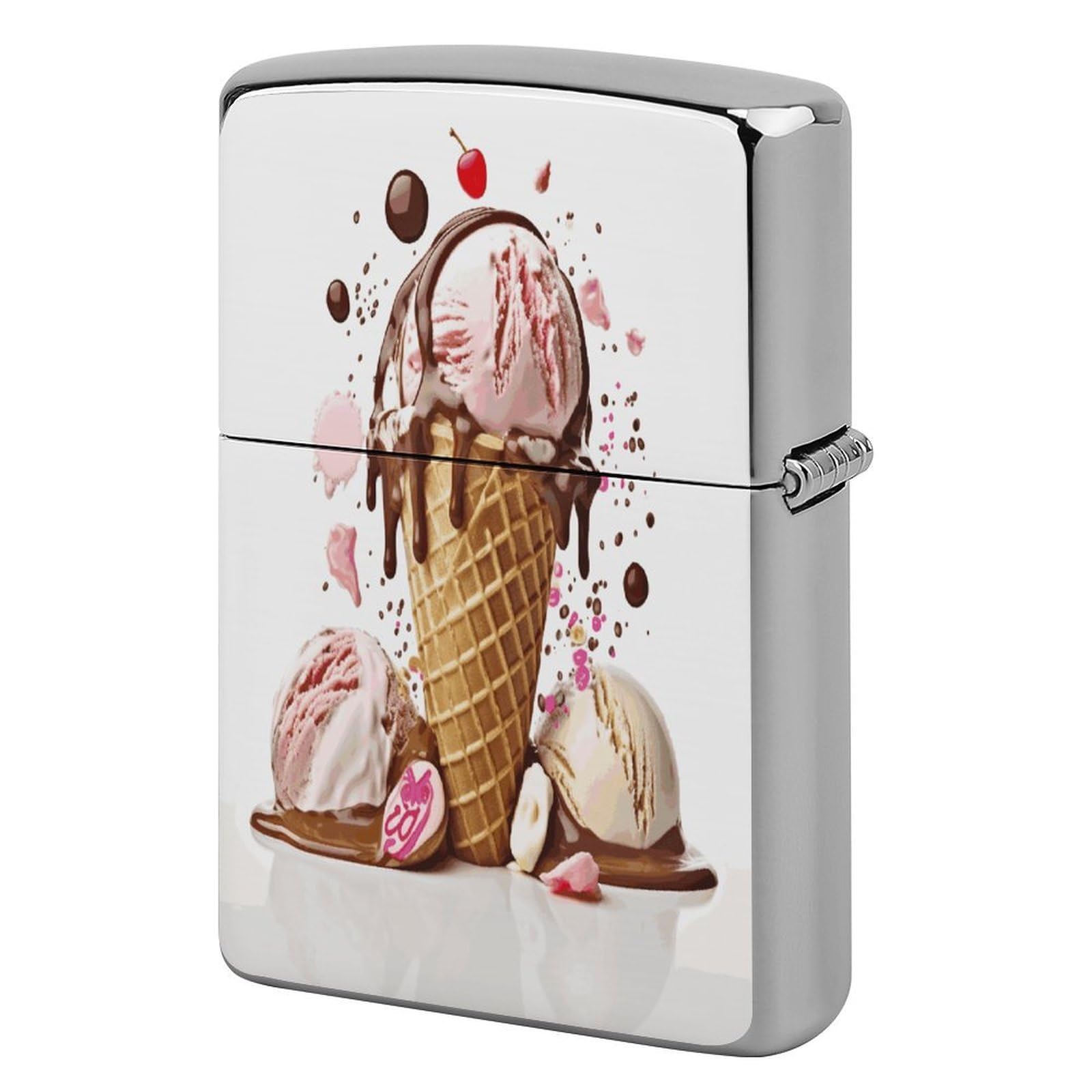 Btcowzrv Style Ice Cream Metal Lighter Case Sleeve Cover Holder