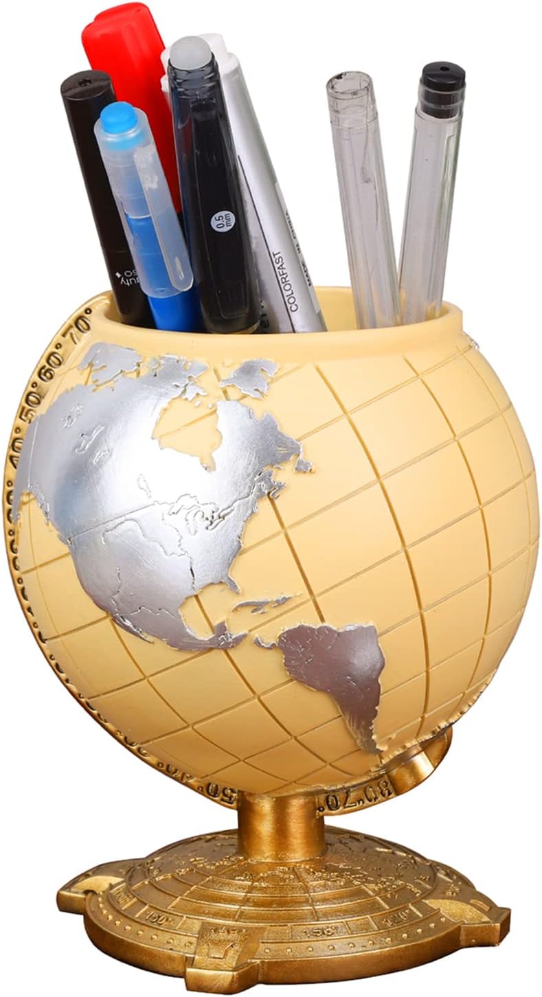 Amoysanli Globe Pen Holder Desk Decor Organizer Cute Cool