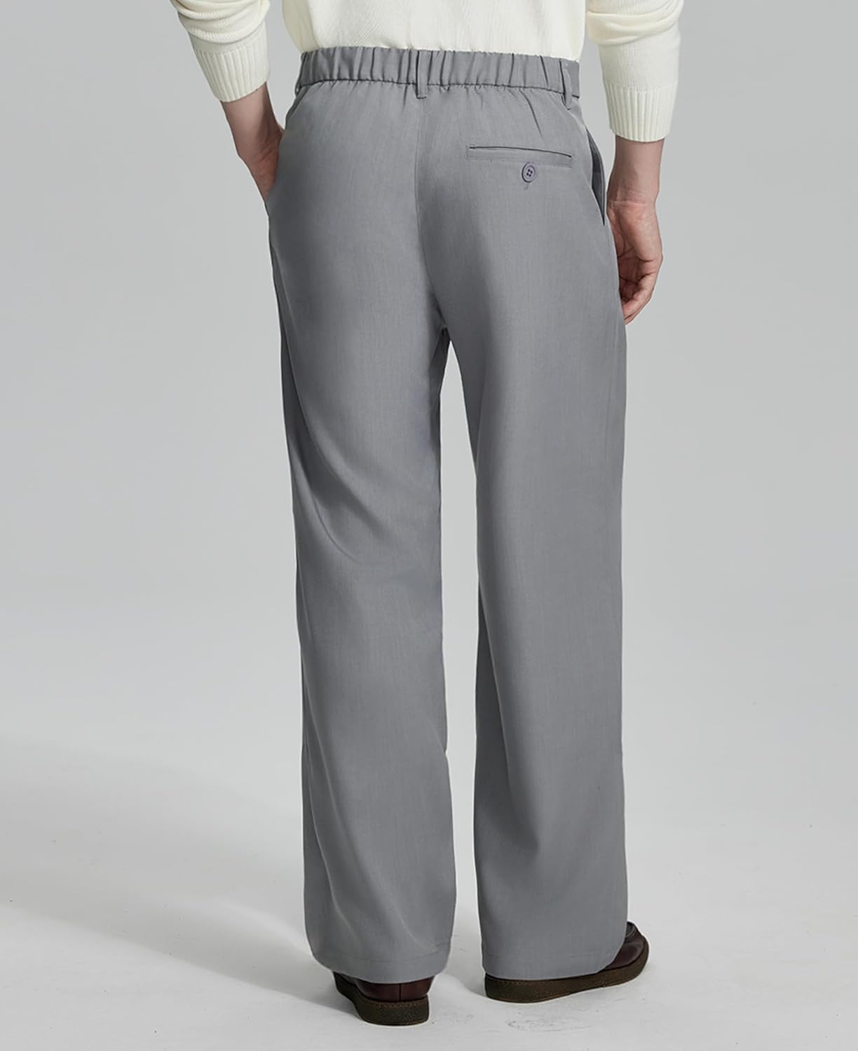 Susclude Mens Casual Dress Pants Old Money Pleated Baggy Wide Leg Slacks Vintage Stylish Relaxed Fit Work Trousers - Image 4