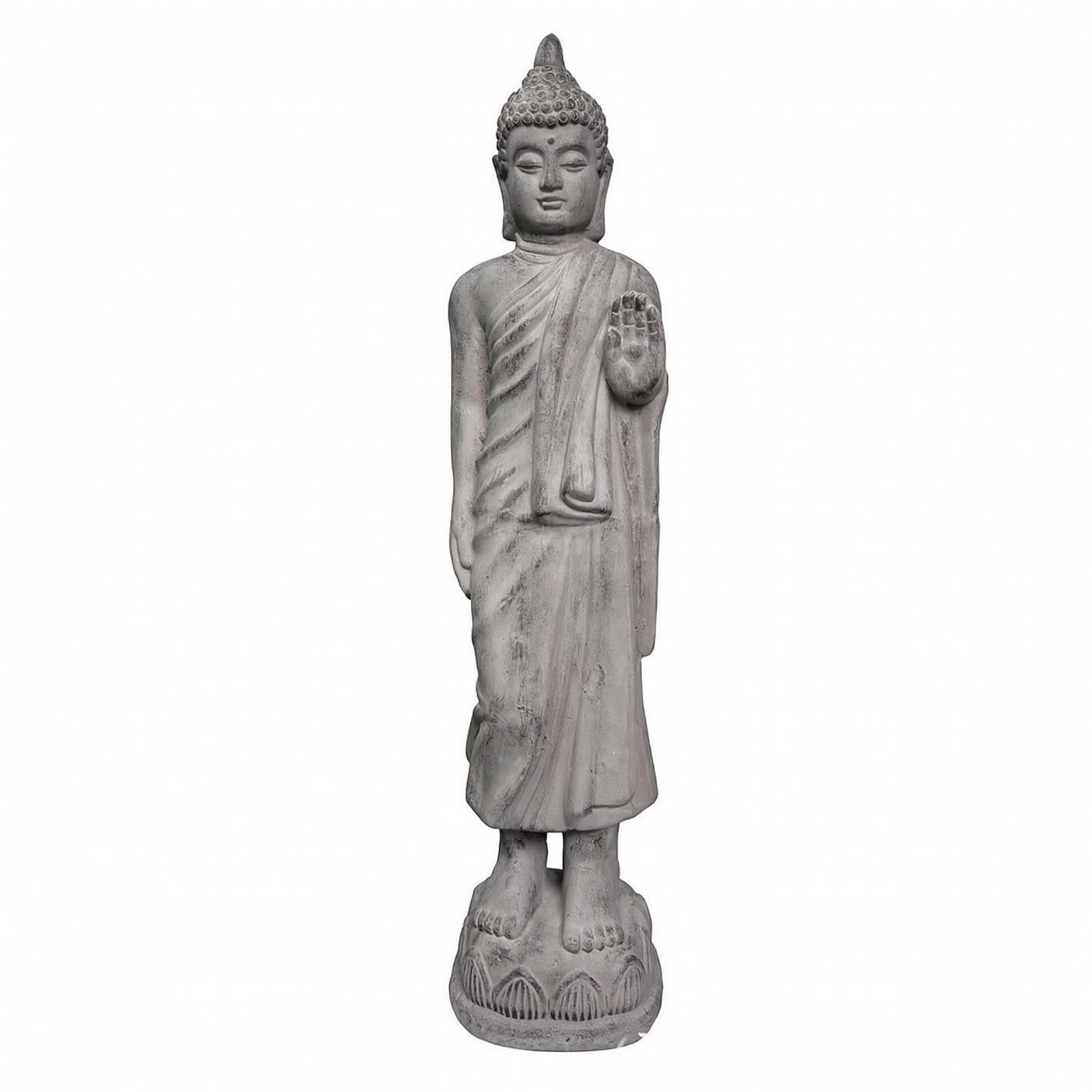 Qianly Estatua Buda Pie corativa Estatua Buda con Base Ornamental coración para Santuario, Gris