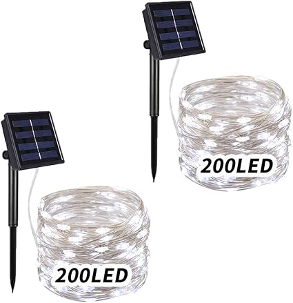 Amazon Co Jp S K D イルミネーションライト ソーラーライト 防水 0led 全長m 日本語マニュアル付 飾り ハロウィン クリスマス ホワイト 2個セット おもちゃ