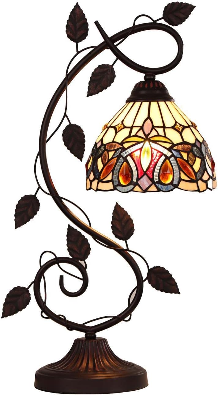 Chloe Lighting Serenity Victorian Tiffany-Style Dark Bronze 1 Light Table Lamp 8" Wide, Multicolor