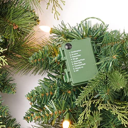 Amaoasis 24 Inch Artificial Pre-Lit Christmas Wreath,Decorated With Bronze Jingle Bells, Red Berries And Ribbons, 50 Led Lihts With Timer, Battery Operated,Holiday Decoration For Front Door Outdoor #TOP3