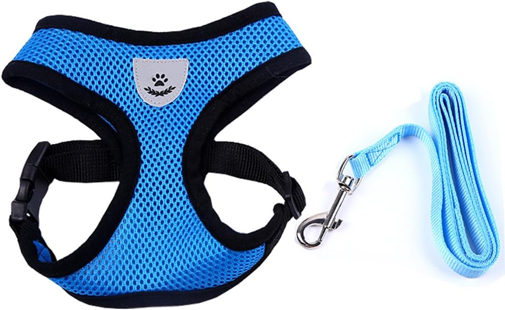 LING CHONG Vest Mesh Harness and Leash for small dogs&cats, Adjustable and comfortable