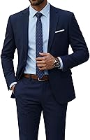 YND Men's Slim Fit 2-Piece Suit with Tie - One Button Jacket & Pants for Prom, Wedding, Party, Business - 20 Colors XS-3XL