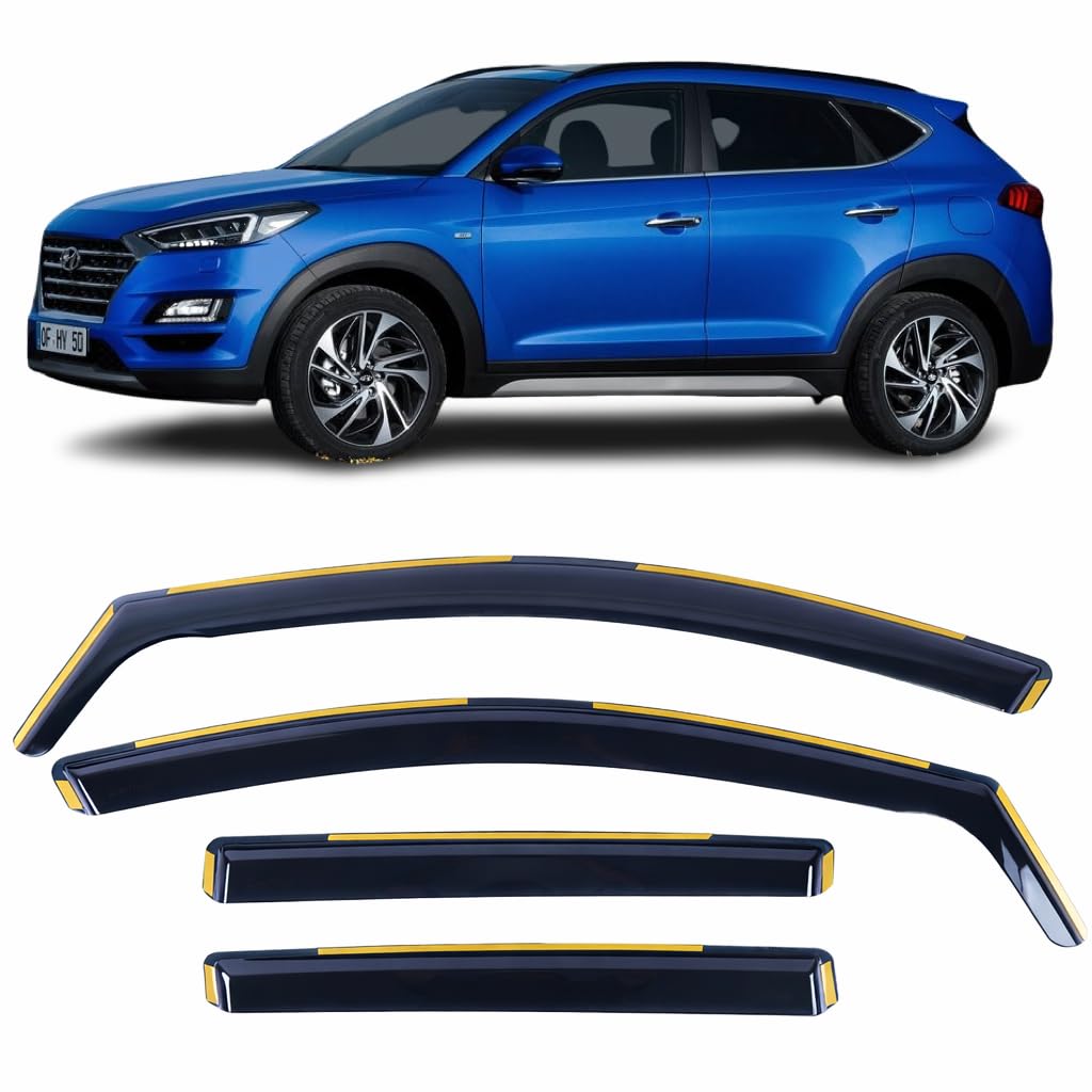 Juego de 4 deflectores de viento tipo canal compatibles con Hyundai Tucson modelos 2015 a 2020, deflectores de ventana acrílicos para Hyundai Tucson