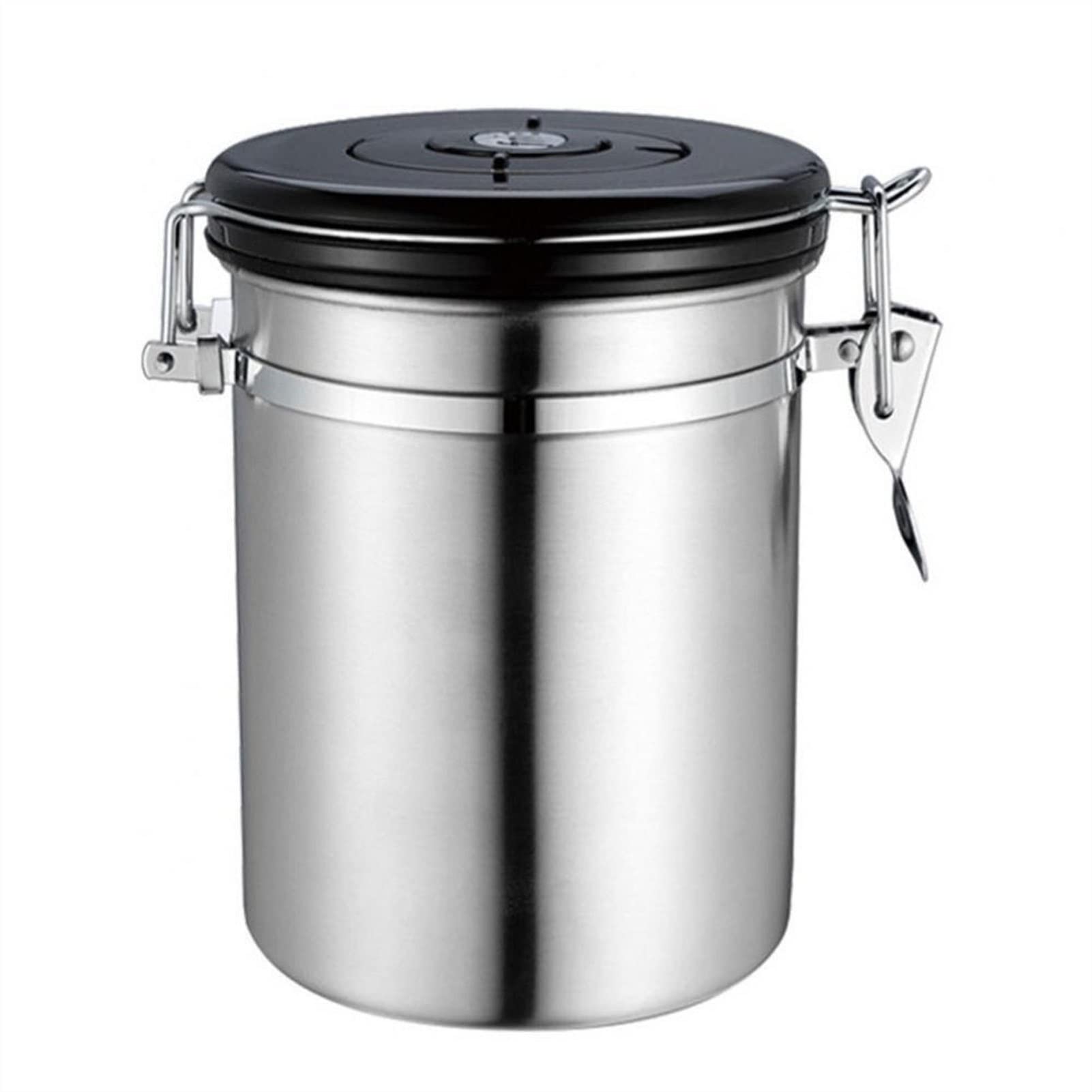 Bote de Café 1.5/1.8L Coffee Bees Contenedor de té Válvula de ventilación Caja de acero inoxidable Jarra de almacenamiento Contenedor de Alimentos para Granos de Café, Té ( Color : Silver L )