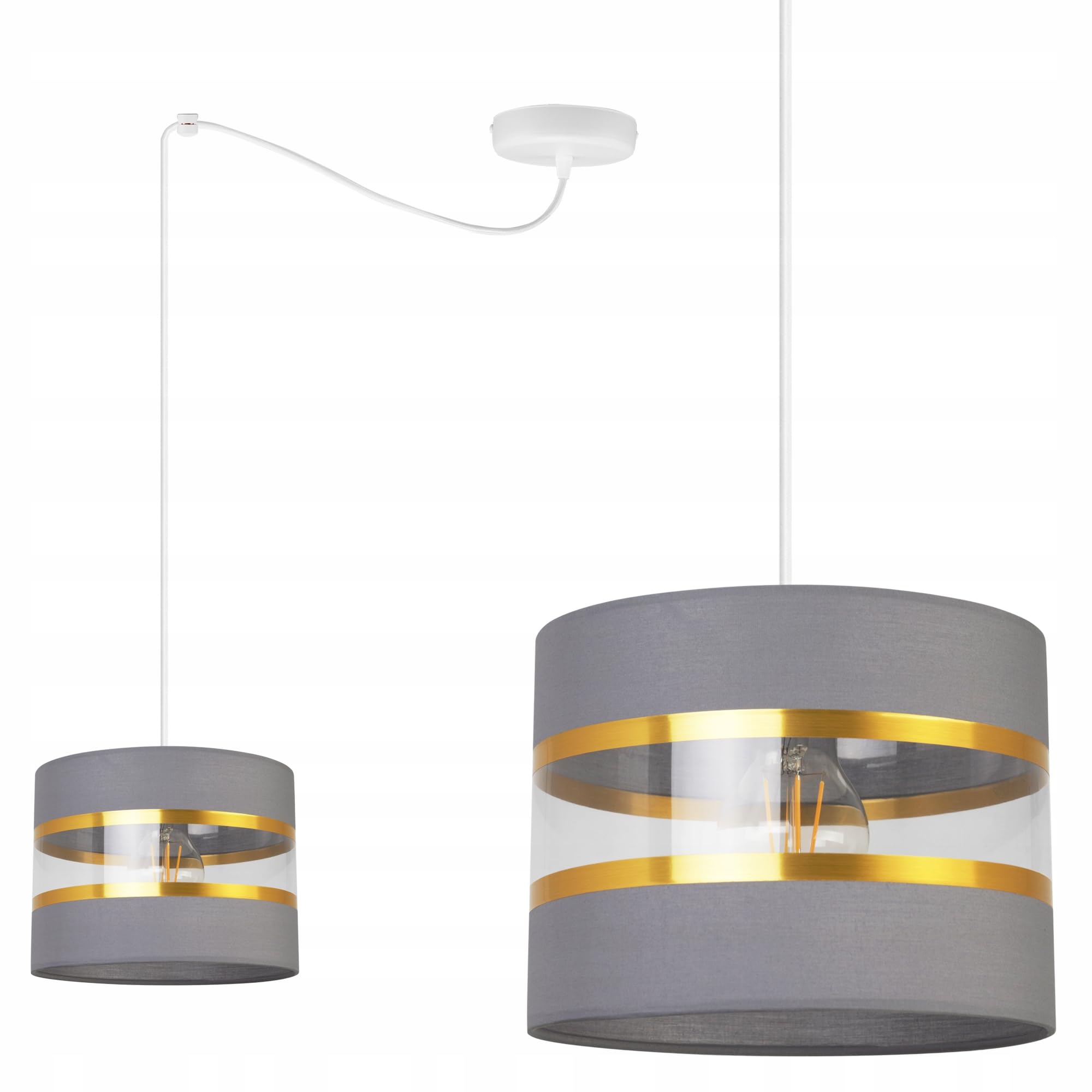Light-Home Spider Elegance Deckenleuchte Pendelleuchte - Moderner Deckenleuchter für Schlafzimmer Wohnzimmer und Küche im Glamour Stil - E27 mit 1 Lichtpunkt - Lampenschirm Stoff 20cm - Weiß und Grau