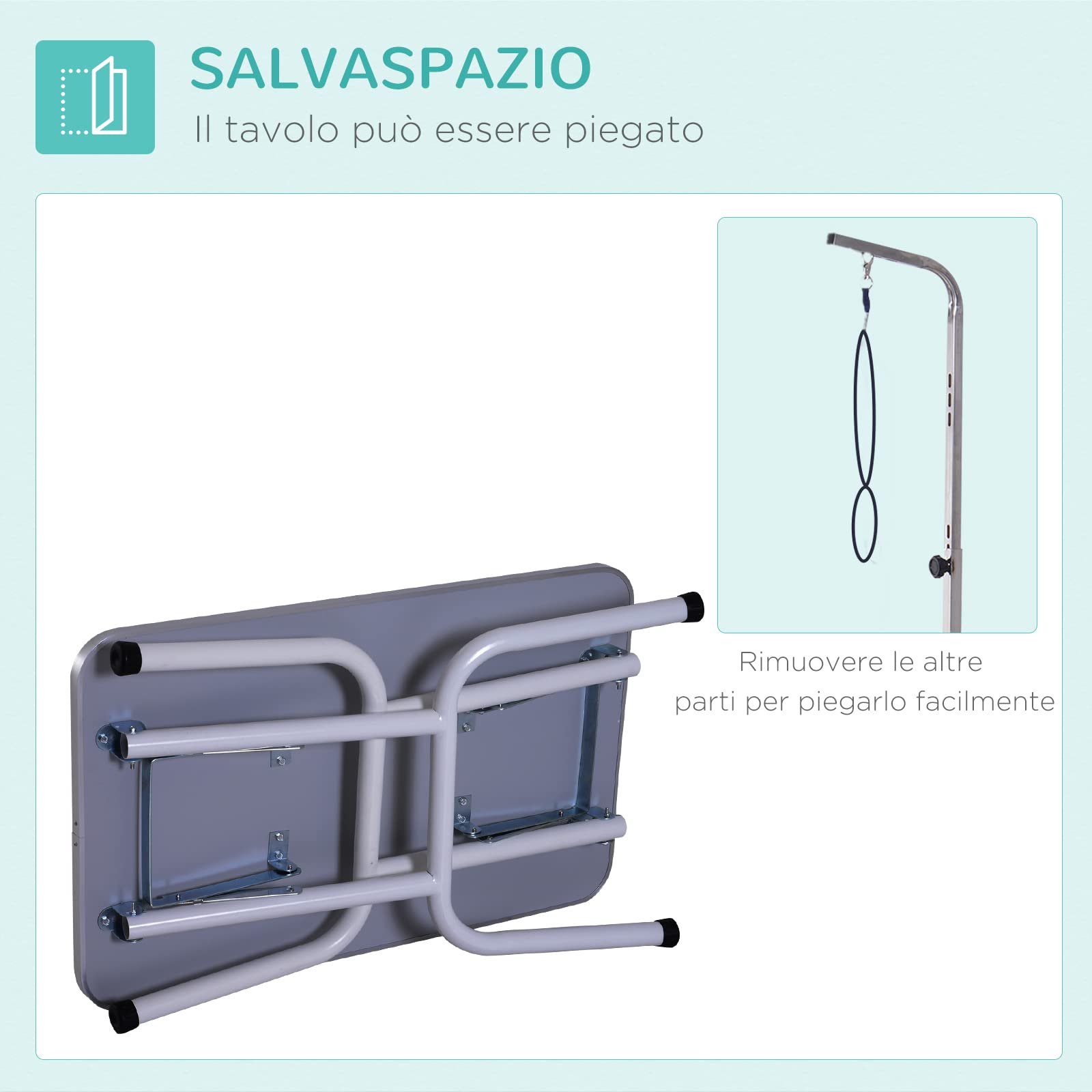 Pawhut Tavolo da Toelettatura e Tosatura per Cani e Gatti Animali Domestici, Piano di Lavoro, Carico 30kg, 81x48.5x80cm
