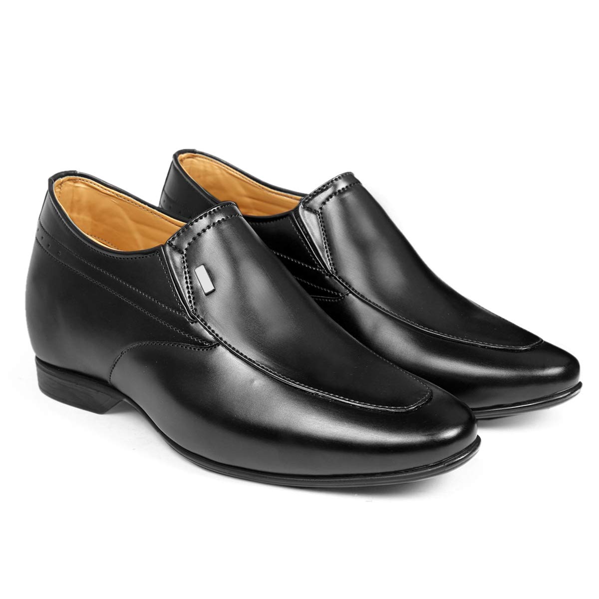 Global Rich Men’s 9 cm (3.5 Inch) Height Increasing Dress Slip-On Formal Faux Leather Shoes Black 9 UK (655Black9)