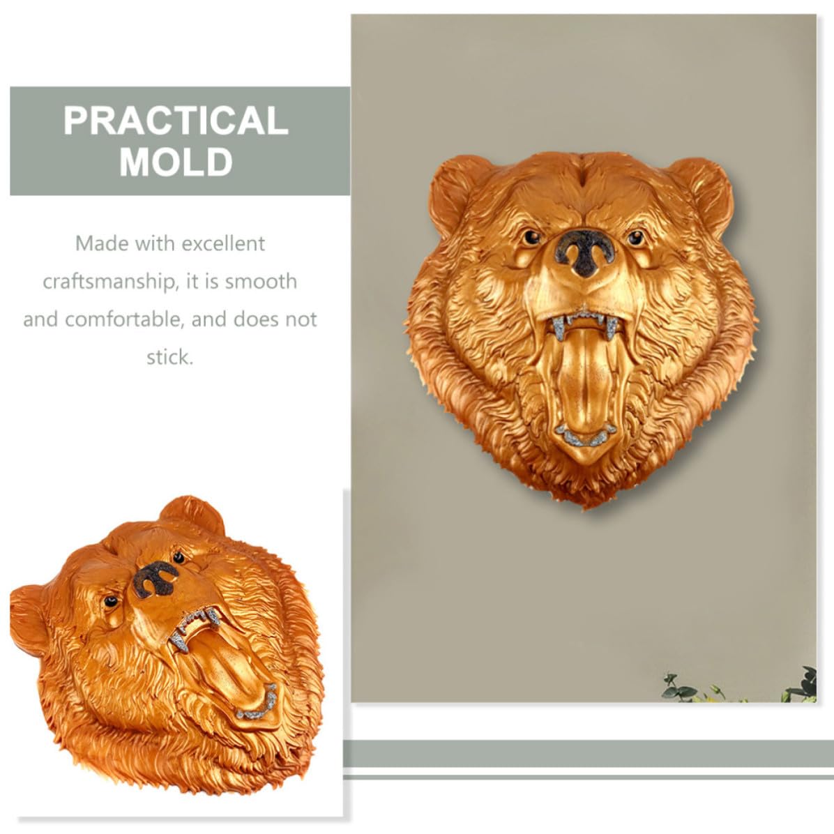 Molde de Silicona Flexible para Manualidades con Cabeza de Oso Resistente y Fácil de Desmoldar para Adornos de Escritorio y Proyectos DIY
