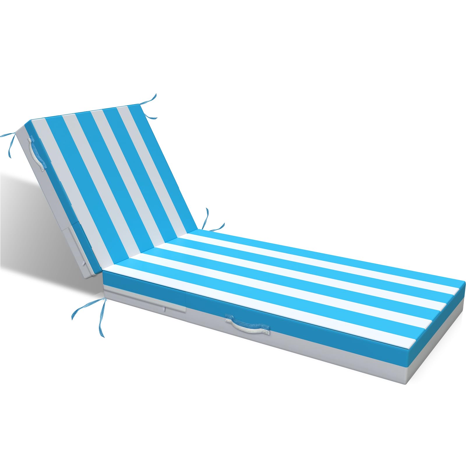 L'AGRATY Outdoor Lounge Chaise Cushion: 72x21x3 Inch Waterproof Lounge Chair for Outdoor Furniture with Fade Resistant Removable Cover - Patio Lounger Pads for Pool Lawn Deck(Blue White 1Pack)-image-11