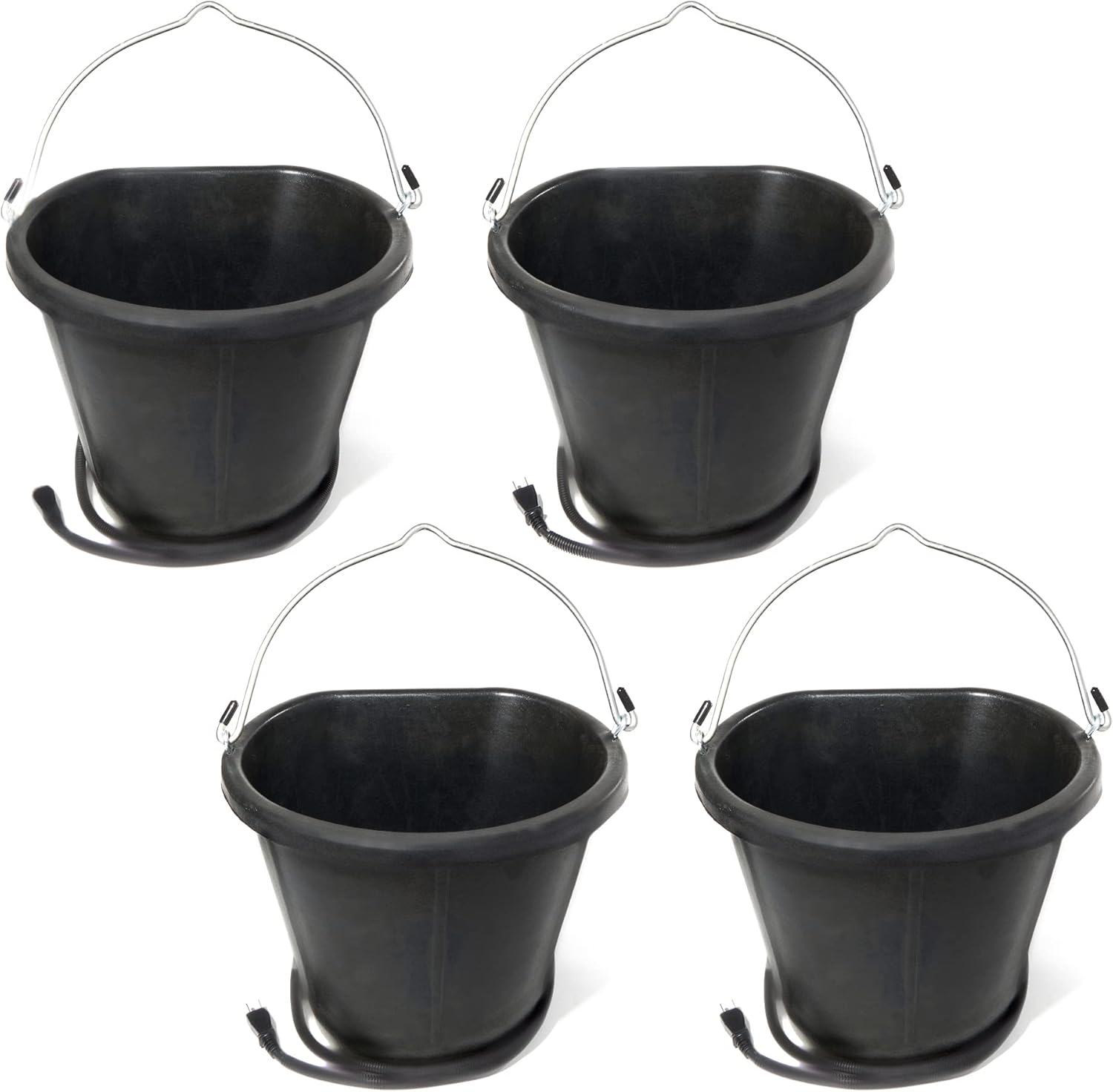 Farm Innovators FB-15R 4.5 Gallon Rubber 90 Watt Heated Bucket w/Built in Thermostat to Resist Cold (4 Pack)