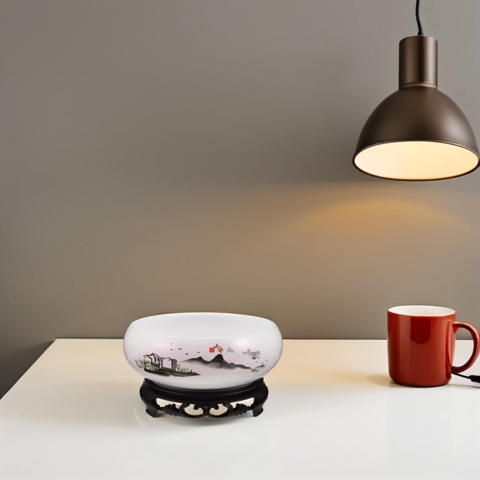 Ceramiczna Doniczka Hydroponiczna bez Otworów z Podstawką Biała Do Uprawy Lilii Wodnej i Roślin Wodnych Dekoracyjna Doniczka Ceramiczna Do Wnętrz