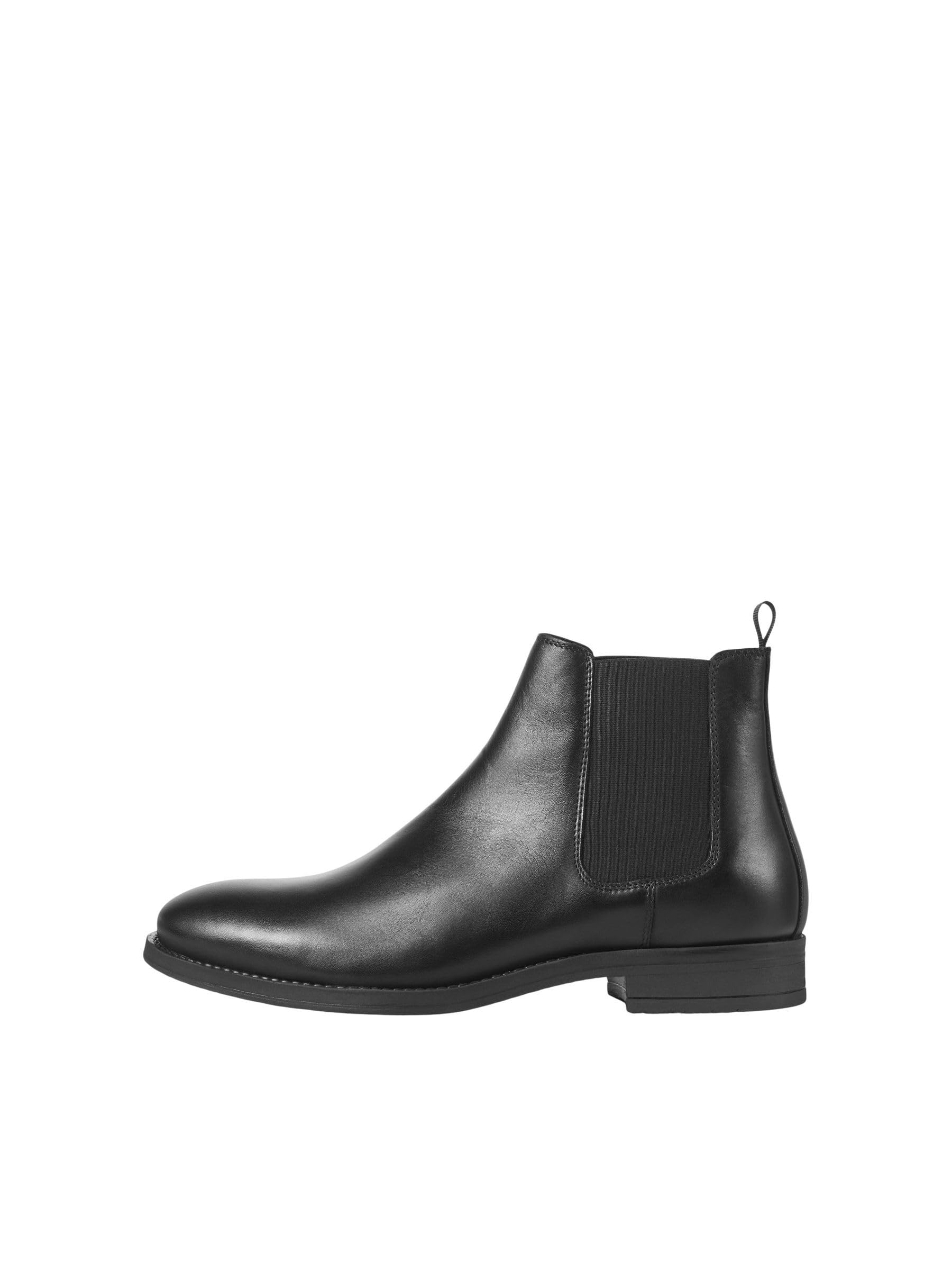 JACK & JONES Men's Jfwargo Leather Chelsea Ln Chelsea Boot, Anthracite, 6 UK