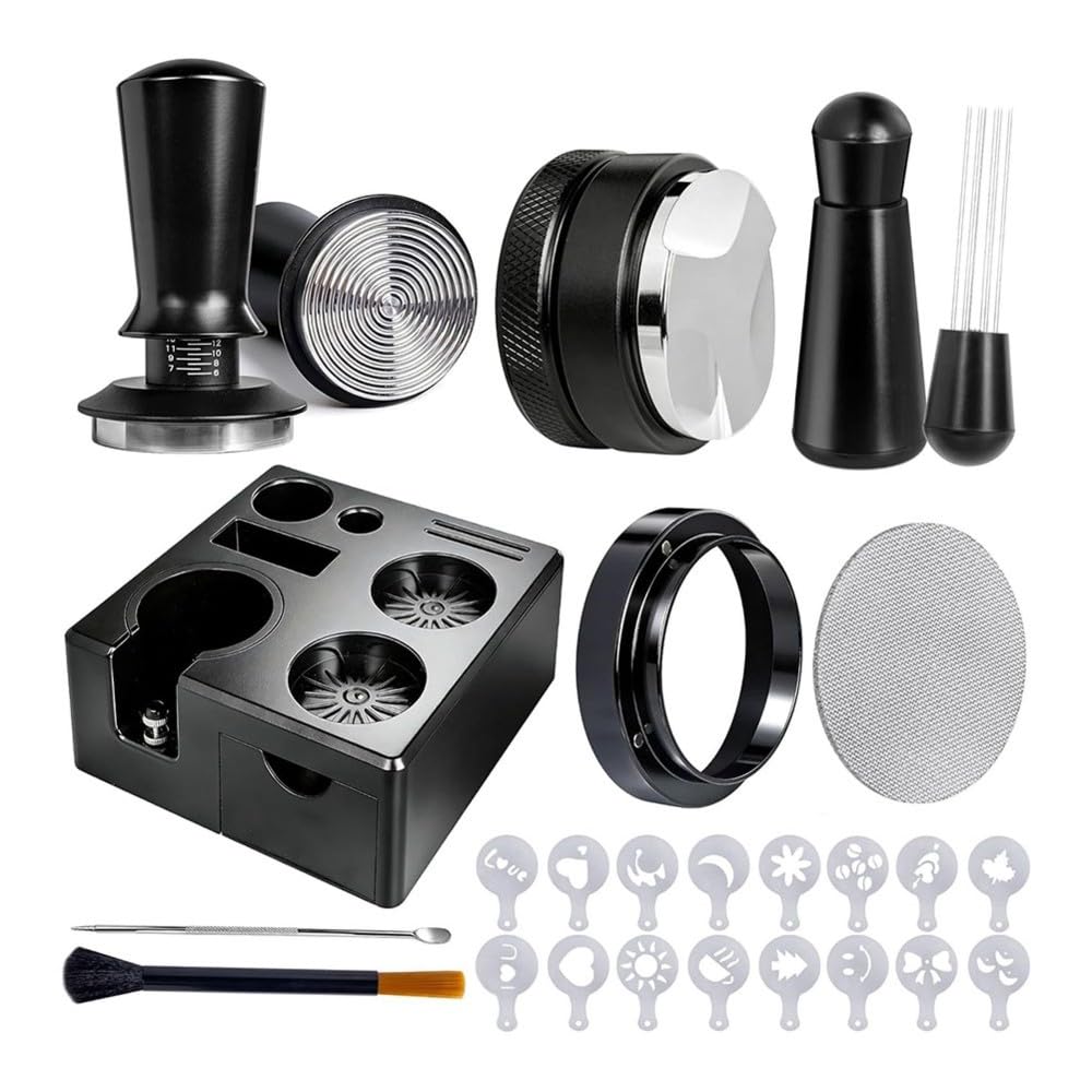 CTRLZS Coffee for 51mm Portafilter Compatible 9 PCS Espresso Accessories Kit Featuring Tamper Station, Tamper, WDT Tool, Distributor& Coffee Tamper Set