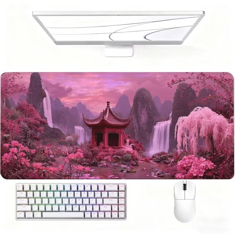 Różowa podkładka pod mysz do gier duża podkładka pod mysz 1200 x 600 x 3 mm podkładka pod mysz pawilon gładka powierzchnia z antypoślizgową gumową podstawą pod ręką biurko akcesoria do gier dla gracza