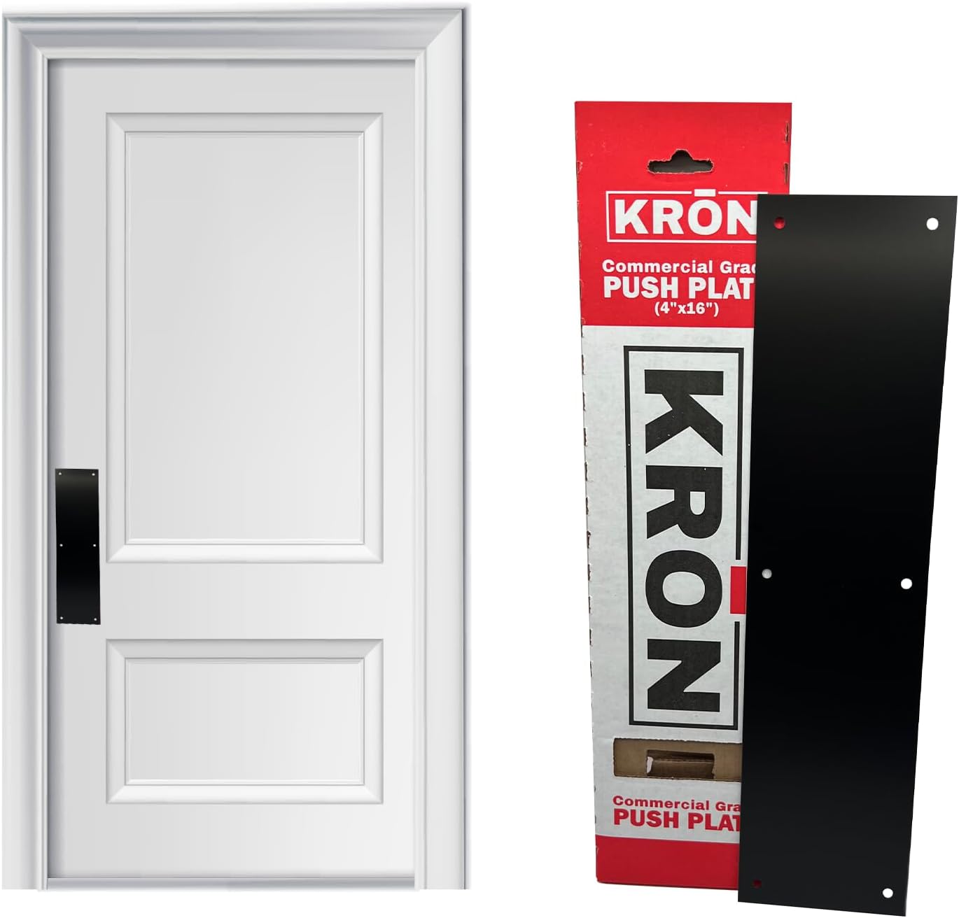 KRON - Door Push Plate, 4” x 16” Metal Plate with Screws for Wood or Metal Doors, Door Protection with Pre-Drilled Holes and Commercial Grade Screws - Oil Rubbed Bronze Oil Rubbed Anodize Aluminum