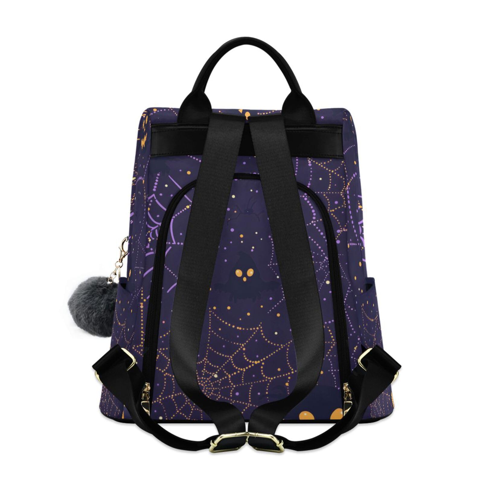 Halloween Spiderwebs Pumpkins Backpack for Women Anti Theft Large Fashion Travel Shoulder Bag Purse Rucksack Lightweight