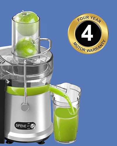 Miniatura 5 de SIFENE Máquinas de exprimidores Extractor centrífugo de jugo de 800 W, motor de 3.2 pulgadas de boca ancha para frutas y verduras enteras Control