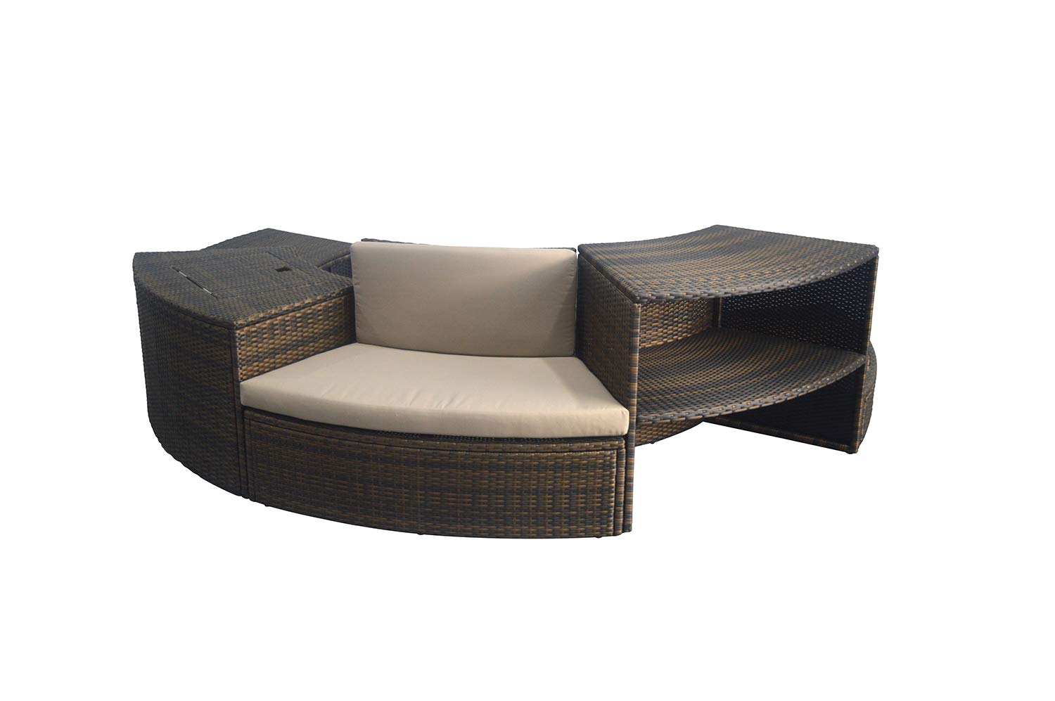 NETSPA N Muebles Individuales - Vita 140 - para SPA - SP-MOB140R - Juego de 5 módulos complementarios - Compatible con SPA Semi-Rígido Vita - Bancos cómodos de PVC - Trenzado/Estructura de Aluminio