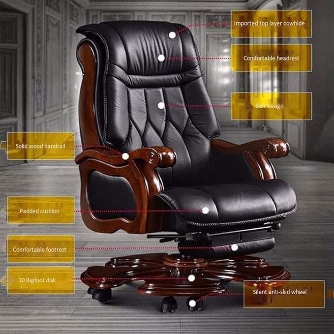Image of Lakdi The Furniture High-Back Office Chair with Recliner, Swivel, Adjustable Height, Armrests, and Lumbar Support for Boss /Director & Executive - 111011282 BLK