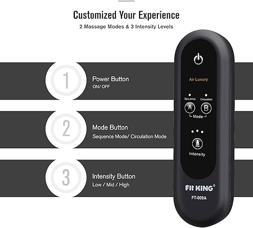 Vista 4 de FIT KING Masajeador de piernas para circulación, compresión de aire, masajeador de piernas y pies para aliviar el dolor, hinchazón, edema