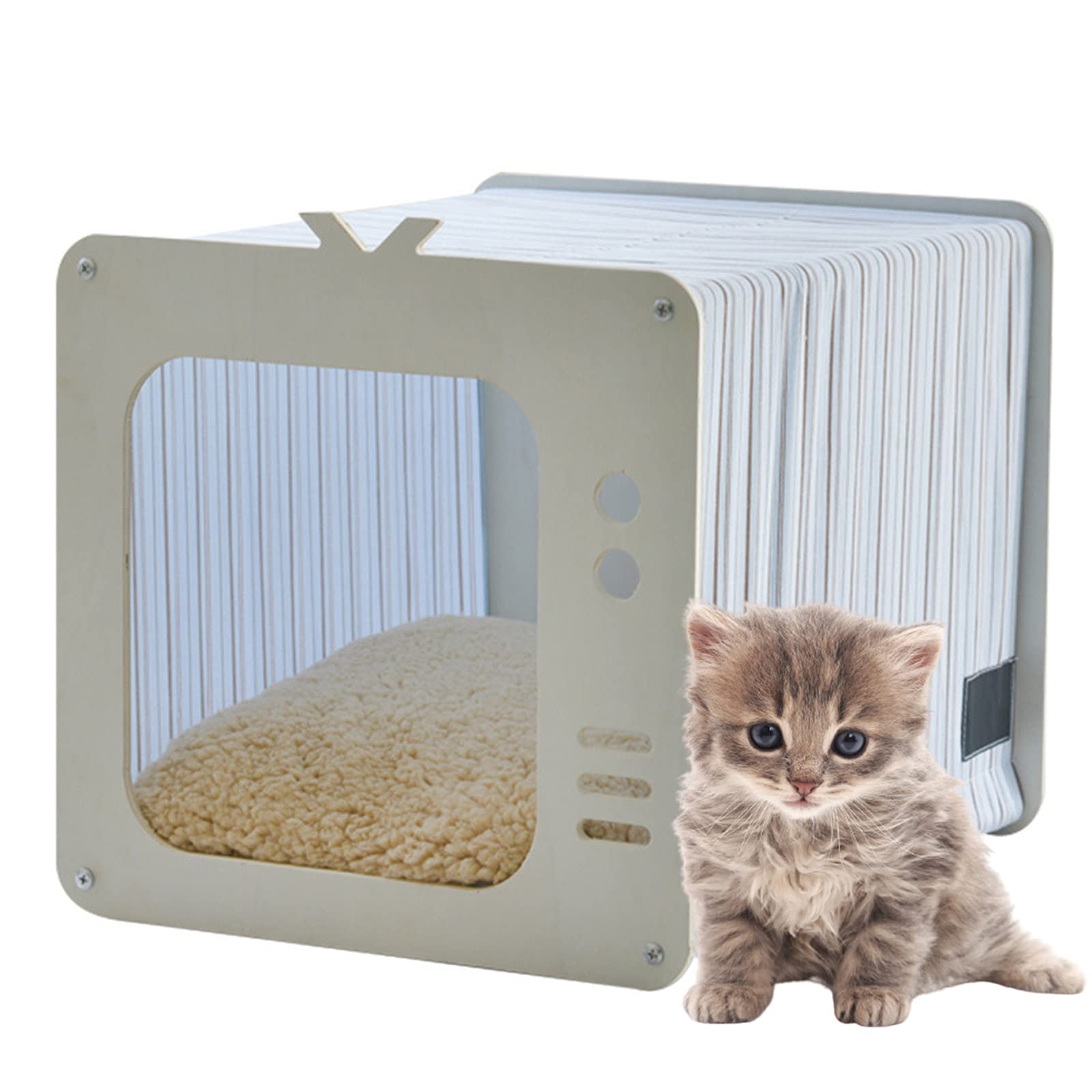 PPGE Home Casa Perro Interior Pequeño, Casitas para Perros Pequeños de Madera, Cama para Mascotas/Casetas Perros/Camitas para Perritos/Casitas para Perros Chihuahua/Casa para Gatos con Cojín