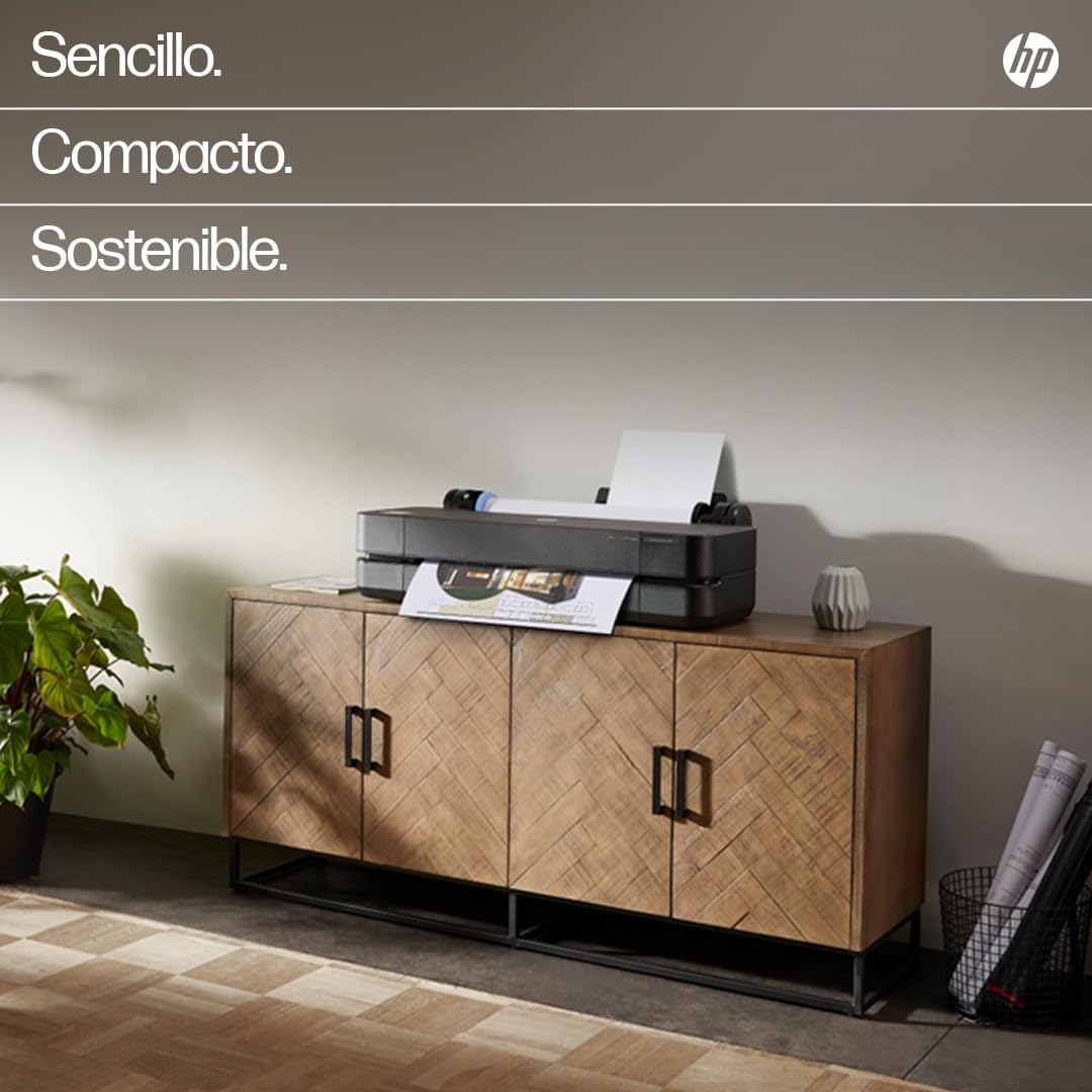 HP DesignJet T230, 61cm (5HB07D), Impresora Gran Formato, Plotter, Estándar A4-A1, 68 Impresiones A1/h, Wi-Fi,Ethernet,USB, 2400x1200 dpi, Metal Reciclado, Edición 2025, Garantía 1 Año, Click, Negro