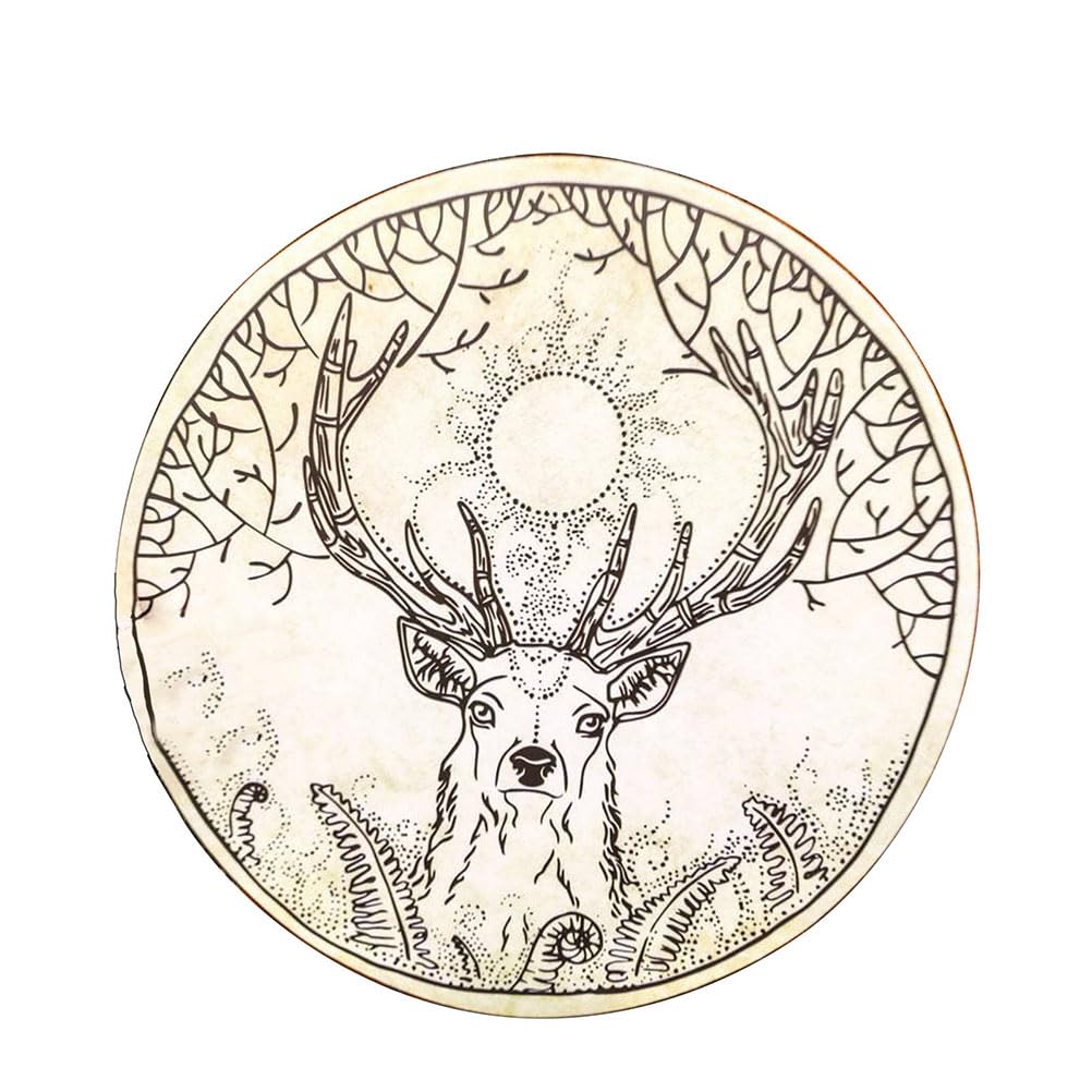 Shamanic Drum,Handmade Shaman Drum With Drum Stick,Spiritual Rain Drum,Sound Healer Chakra Drum,For Spiritual Music,Reflection,Meditation,Home Decor (Shaman Drum Deer)
